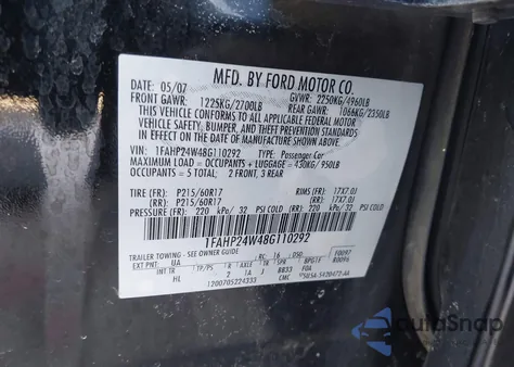 2008 Ford Taurus Sel z USA, uszkodzony, nr VIN 1FAHP24W48G110292